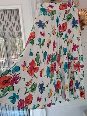 VTG Carole Little Multicolor Floral A-Line Skirt
